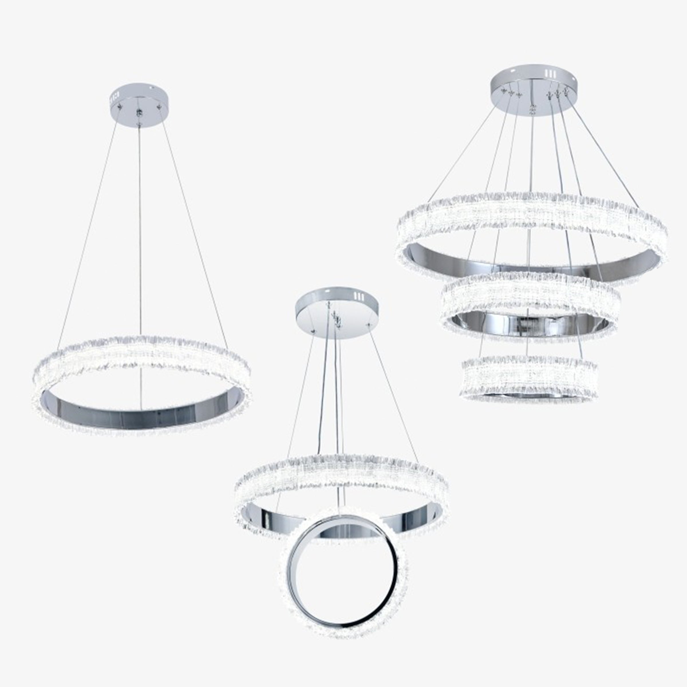 Triple Ring Crystal Chandelier