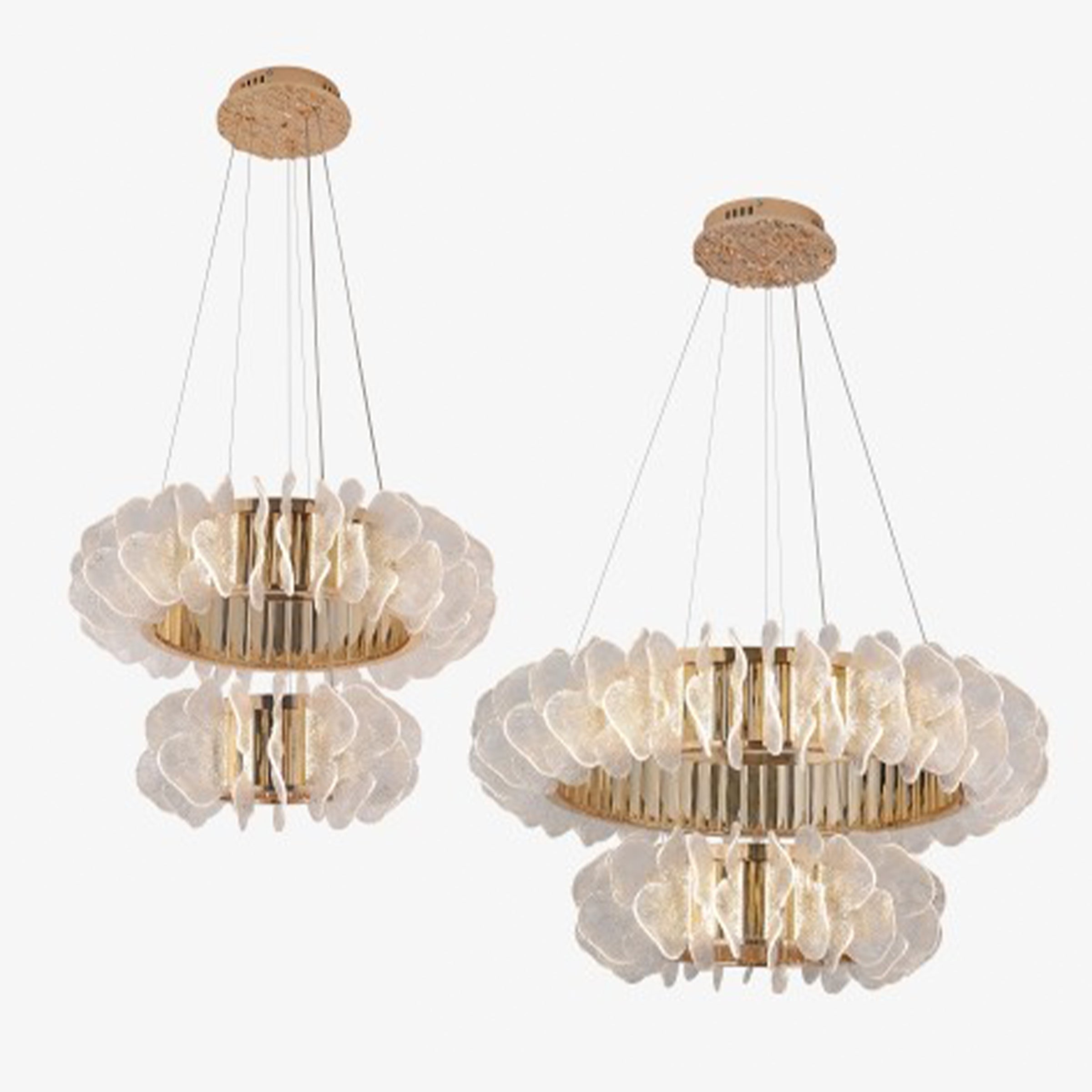 Gold Frame 2 rings Chandelier